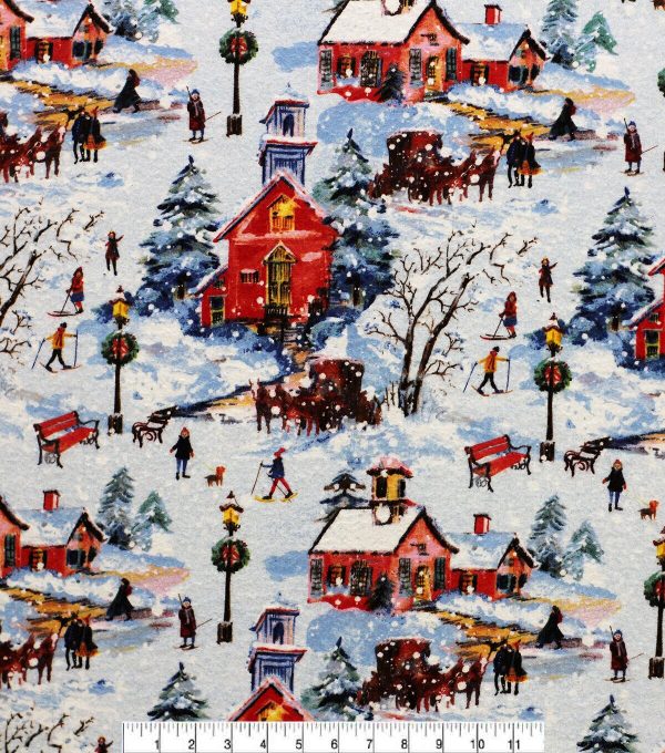 Snow Scenic Super Snuggle Christmas Flannel Fabric - Image 2