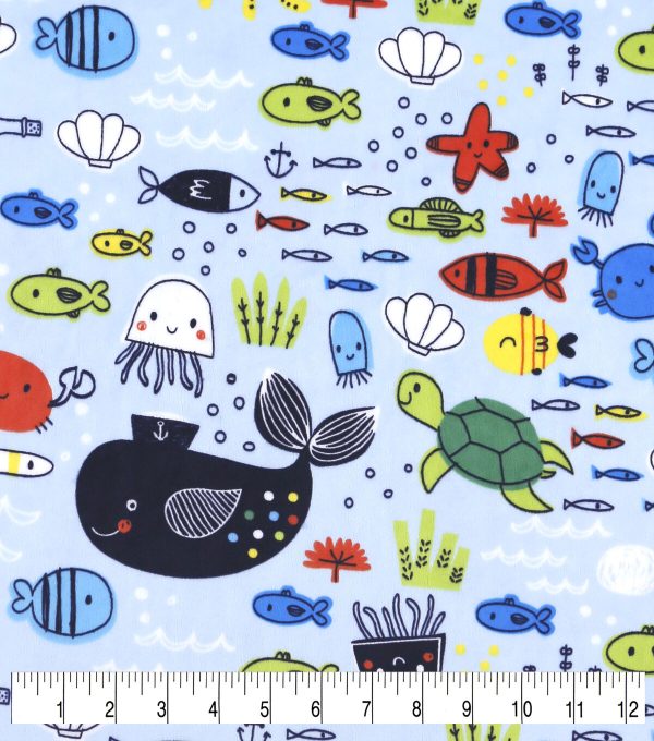 Soft   Minky Baby Sea Creatures Fleece Fabric - Image 2