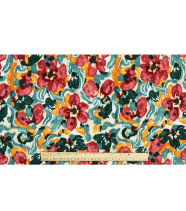 Multicolor Painted Floral Luxe Fleece Fabric - Image 4