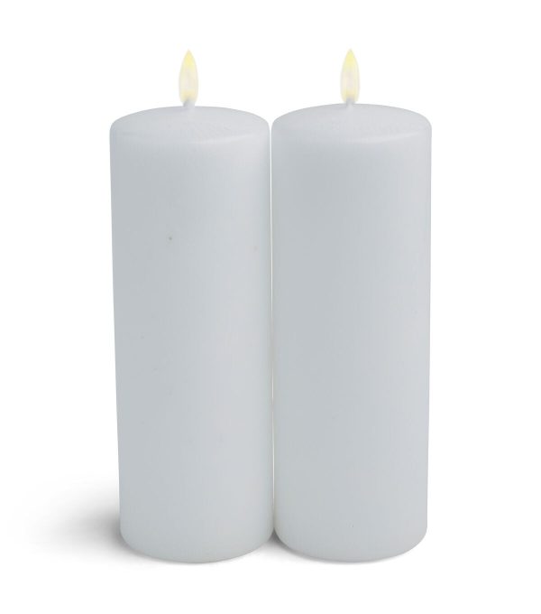 3 x 8 White Unscented White Pillar Candles by Hudson 43 - Image 3