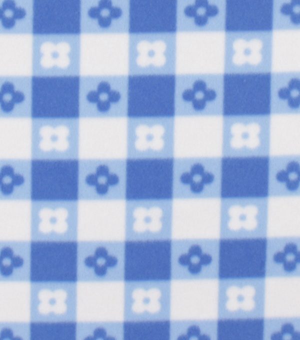 Blue Floral Gingham Blizzard Fleece Fabric