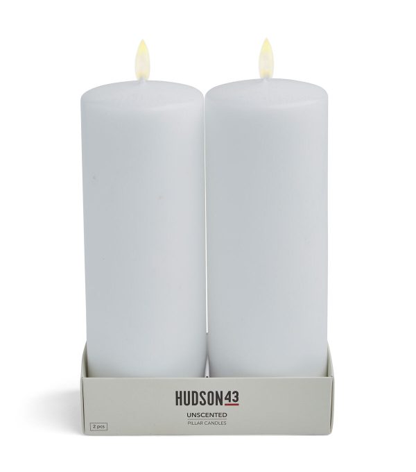 3 x 8 White Unscented White Pillar Candles by Hudson 43 - Image 2